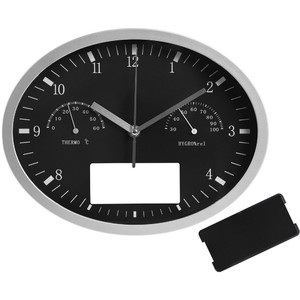фото Часы настенные INSERT3 с термометром и гигрометром, черные