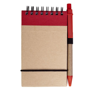 фото Блокнот на кольцах Eco Note с ручкой, красный