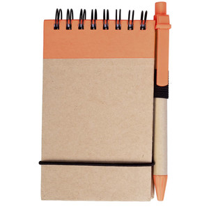фото Блокнот на кольцах Eco Note с ручкой, оранжевый