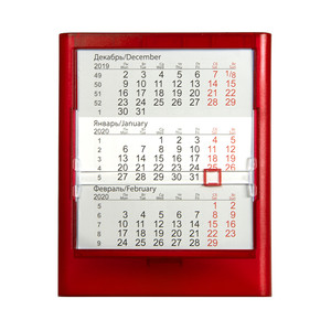 фото Календарь настольный на 2 года ; прозрачно-красный; 12,5х16 см; пластик; тампопечать, шелкография