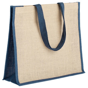 фото Холщовая сумка для покупок Bagari со светло-синей отделкой