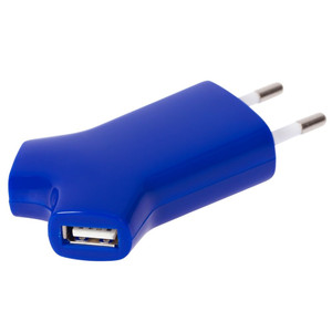 фото Сетевое зарядное устройство Uniscend Double USB, синее