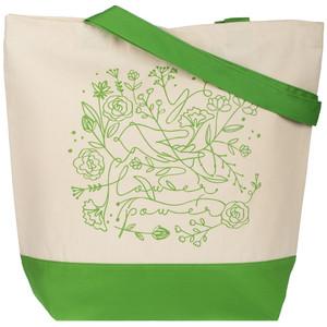 фото Холщовая сумка Flower Power, ярко-зеленая