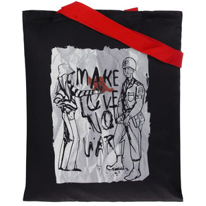 фото Холщовая сумка Make Love, ver.2, черная с красными ручками