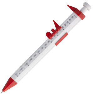 фото Ручка шариковая «Штангенциркуль», белая с красным