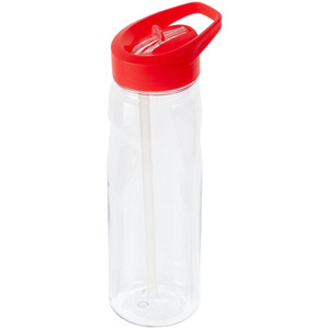 фото Спортивная бутылка Start, прозрачная с красной крышкой
